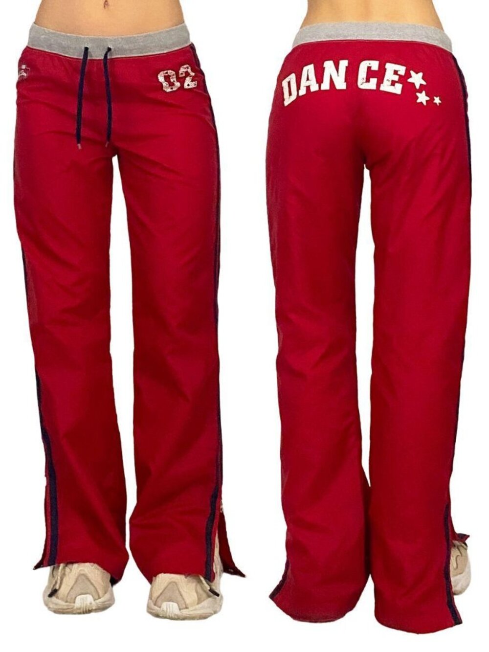 Y2K limited too red swish sport track pants with " DANCE " on the bum